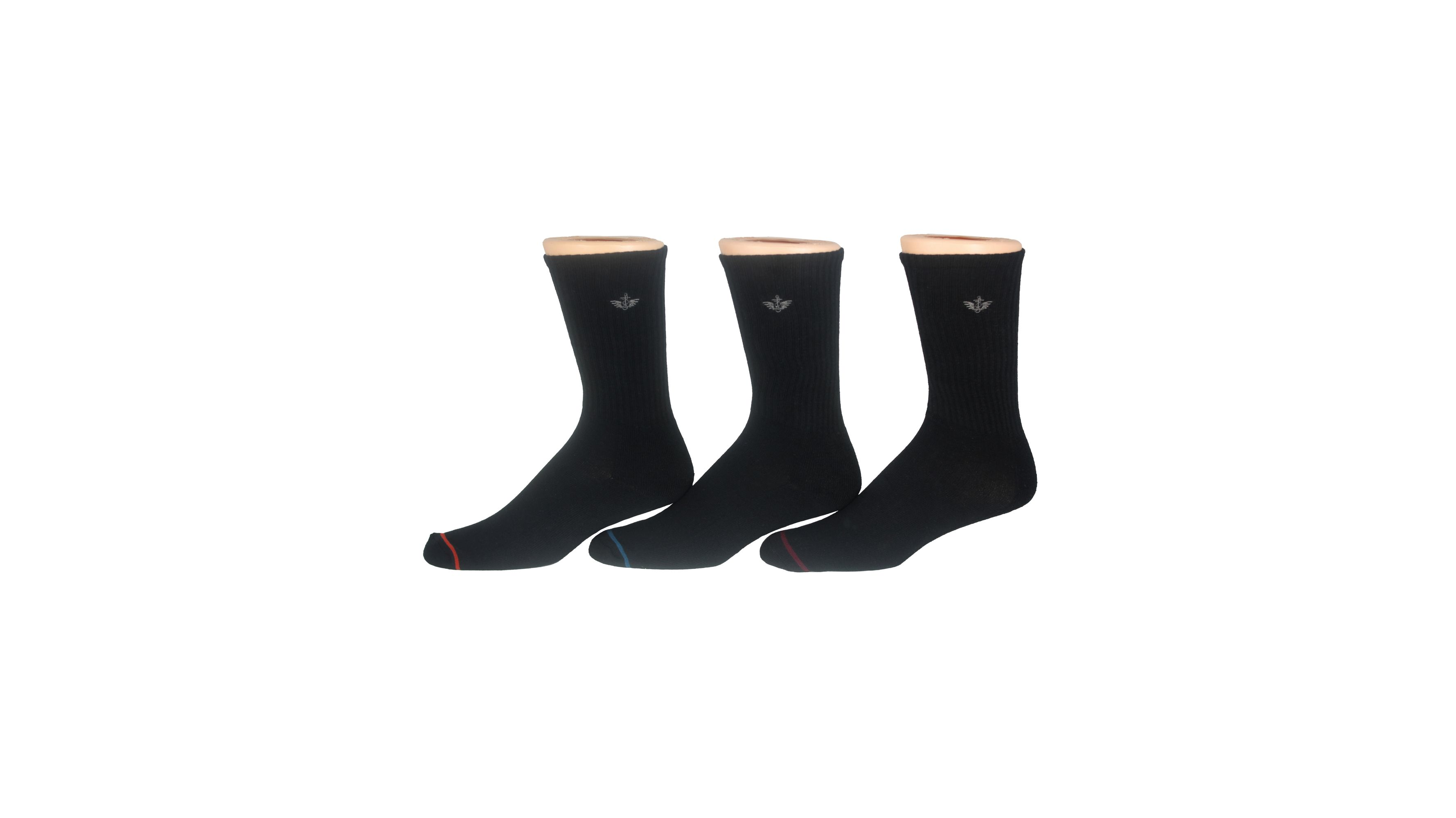 1/2 Cushion Crew Sock with Embrodiery, 3 Pack