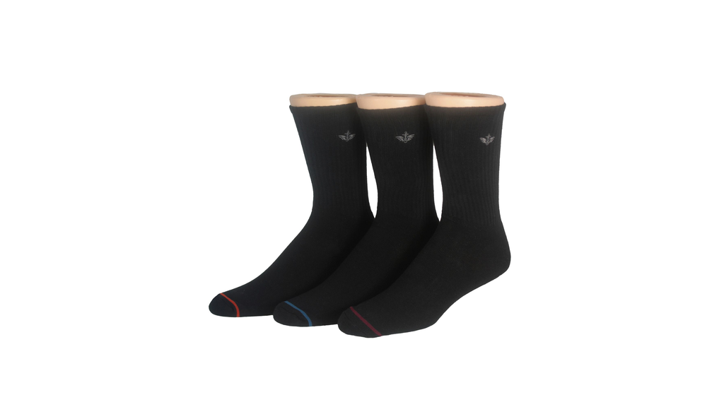 1/2 Cushion Crew Sock with Embrodiery, 3 Pack