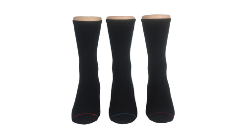 1/2 Cushion Crew Sock with Embrodiery, 3 Pack