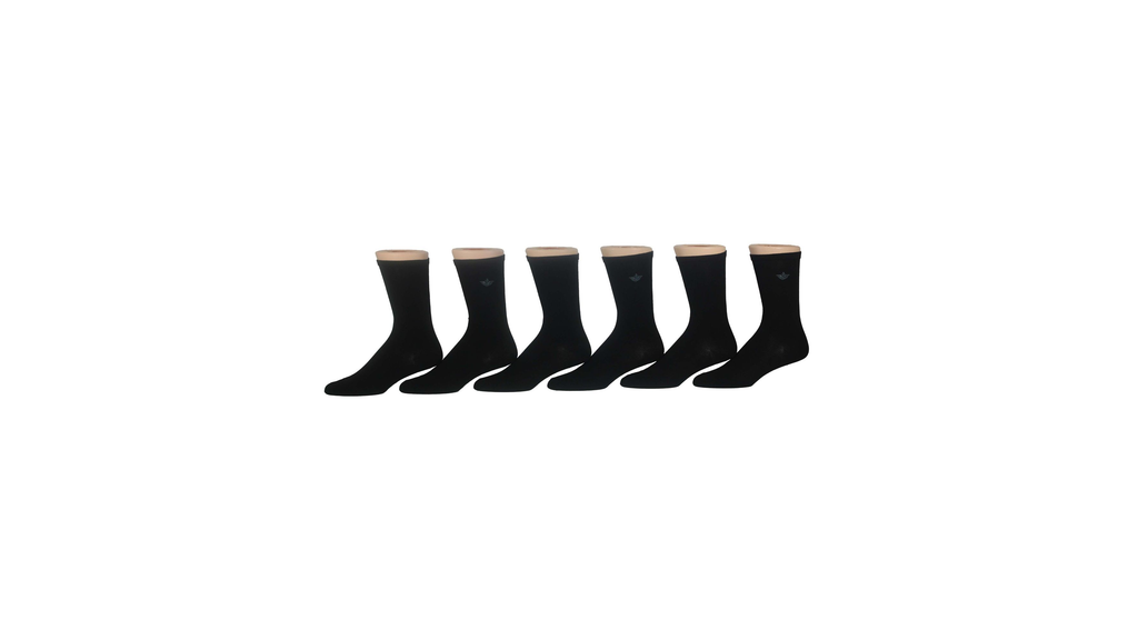 Flat Knit Crew Socks with Embroidery, 6 Pack