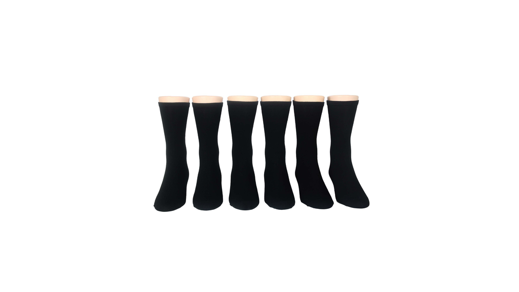 Flat Knit Crew Socks with Embroidery, 6 Pack