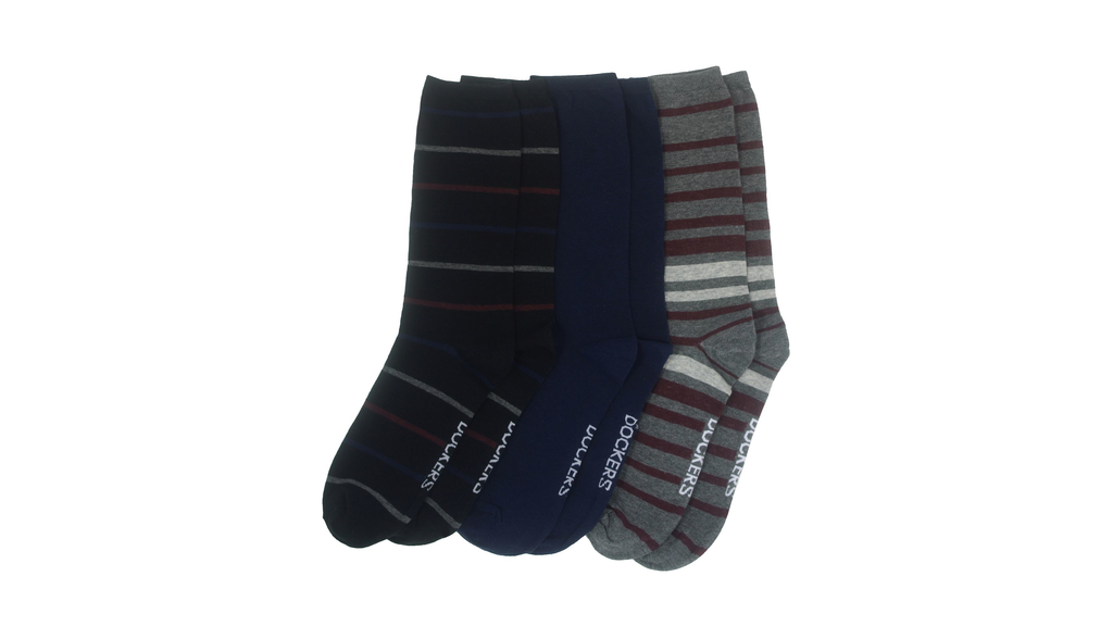 Flat Knit Crew Socks with Pattern, 3 Pack