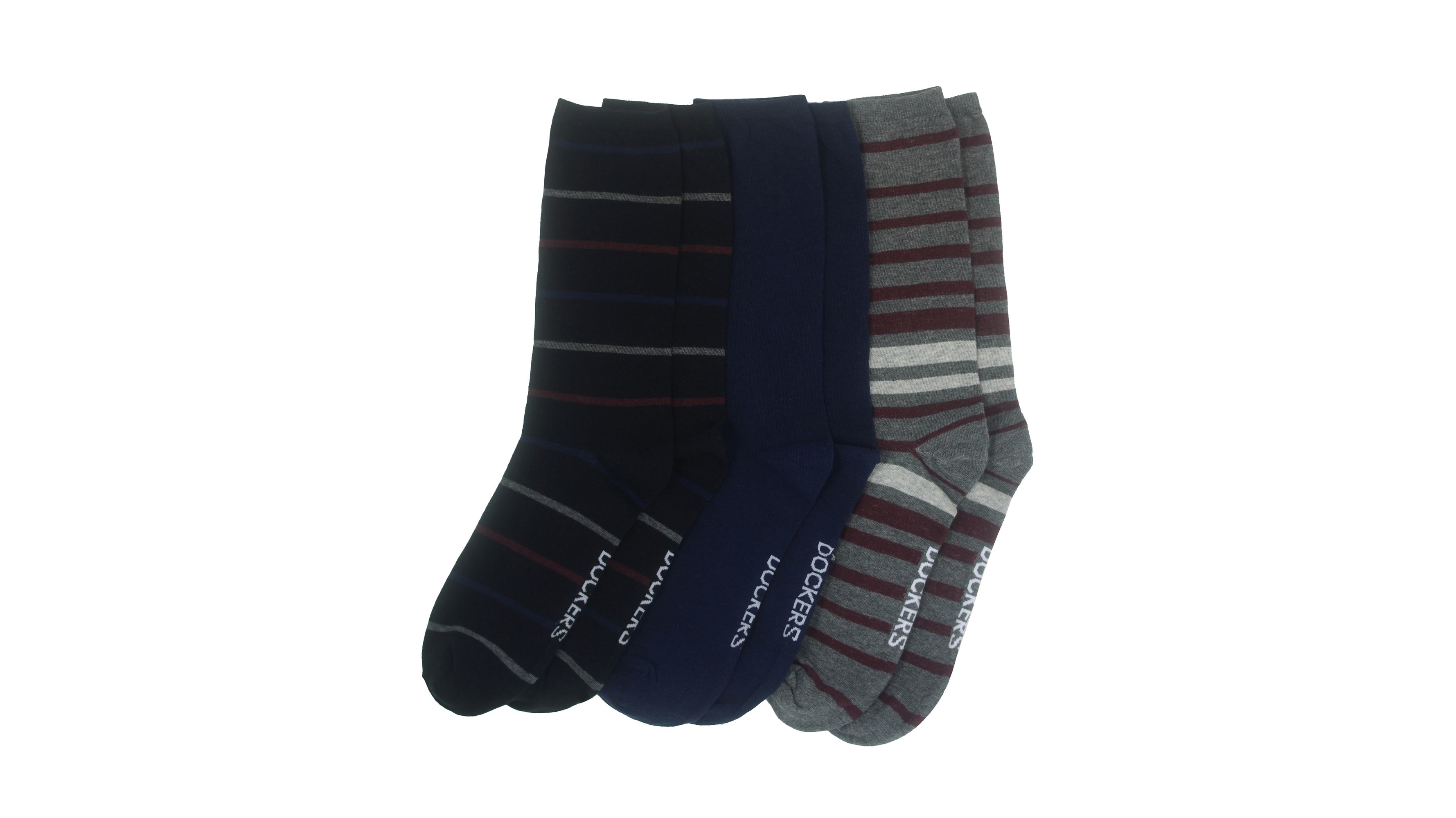 Flat Knit Crew Socks with Pattern, 3 Pack