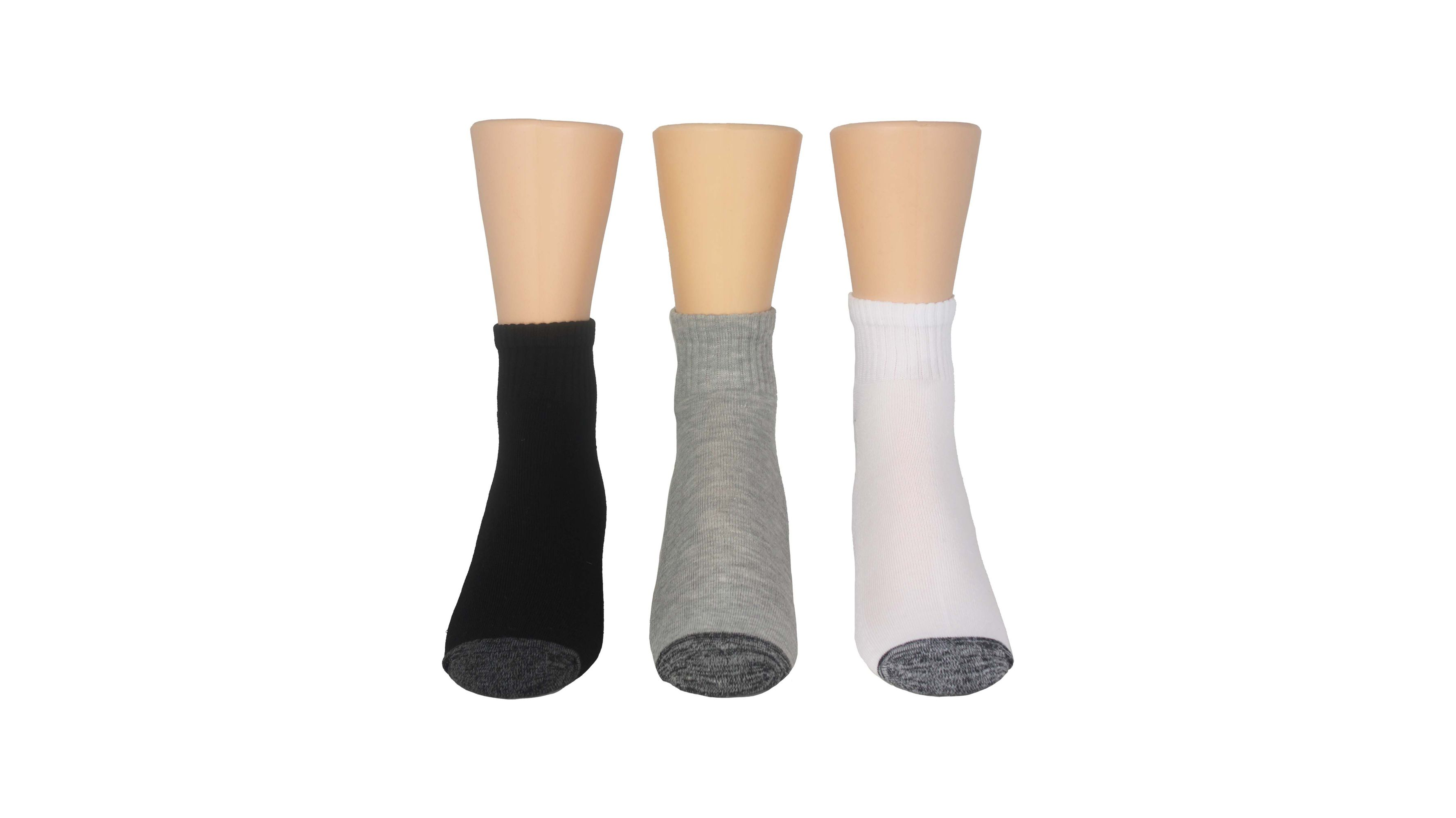 1/2 Cushion Quarter Socks, 3 Pack