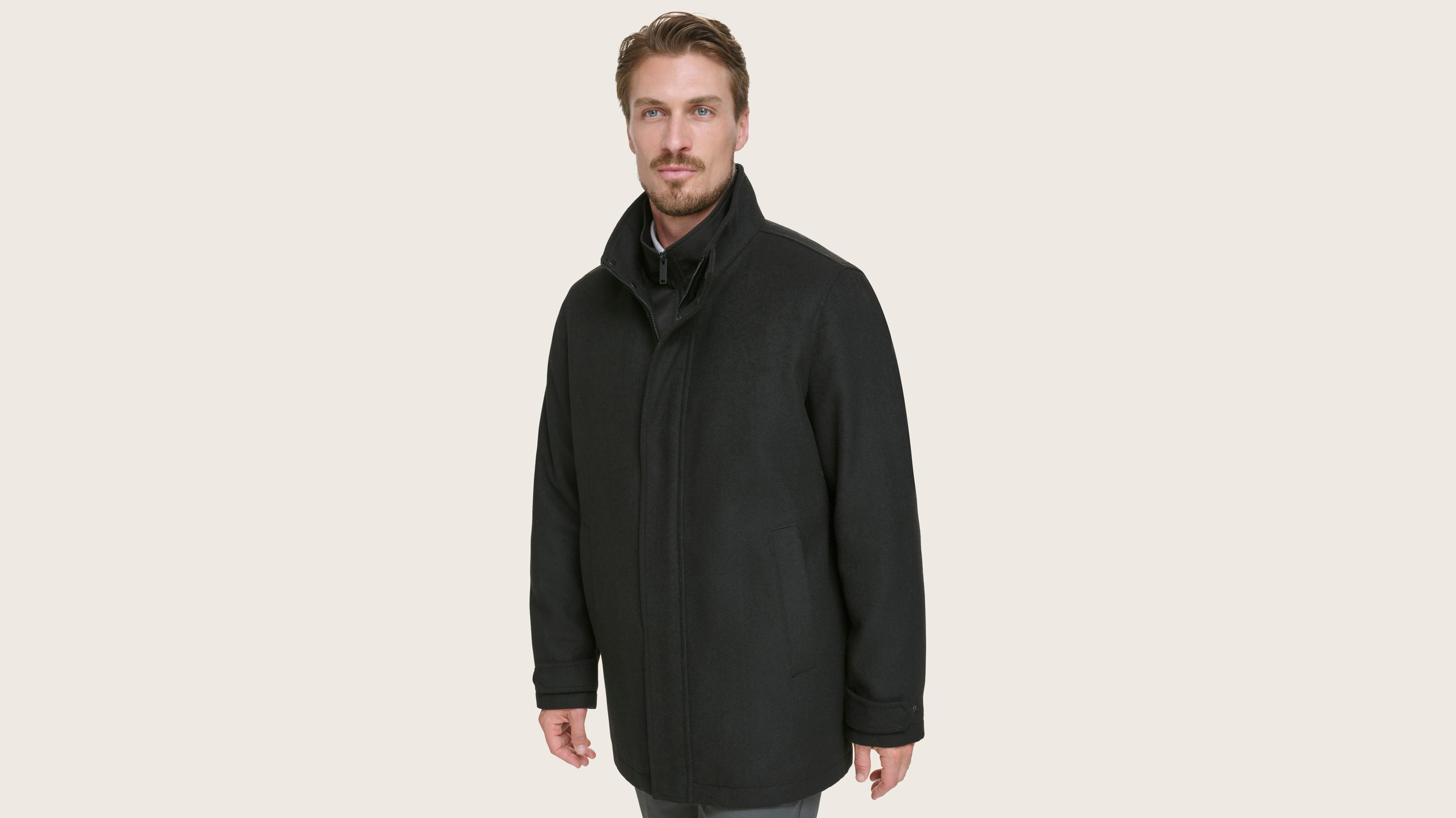 Wool Blend Walking Coat w/ Bib
