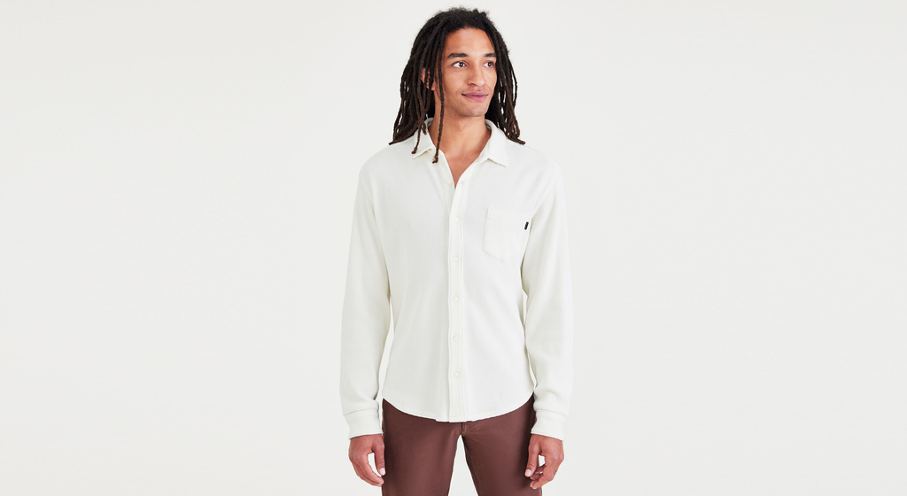 Knit Button-Up Shirt, Regular Fit