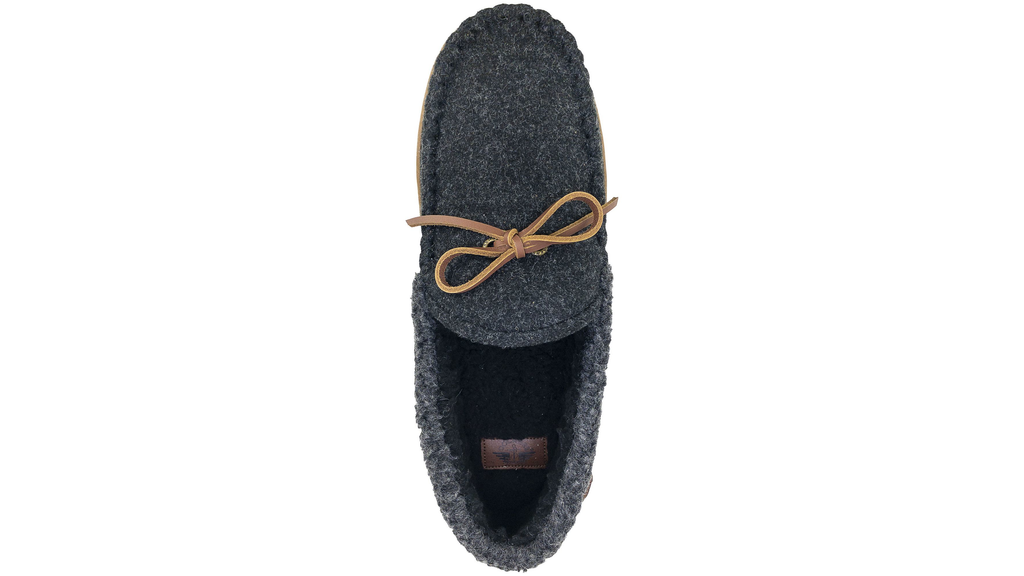 Rolled Collar Wool Moccasin Slippers