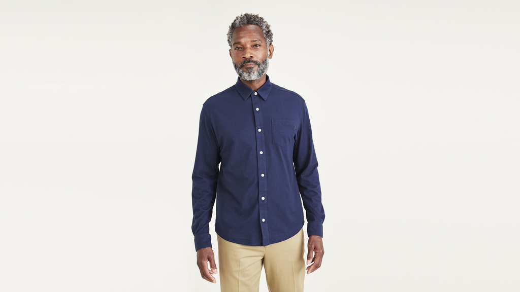 Knit Button-Up Shirt, Regular Fit