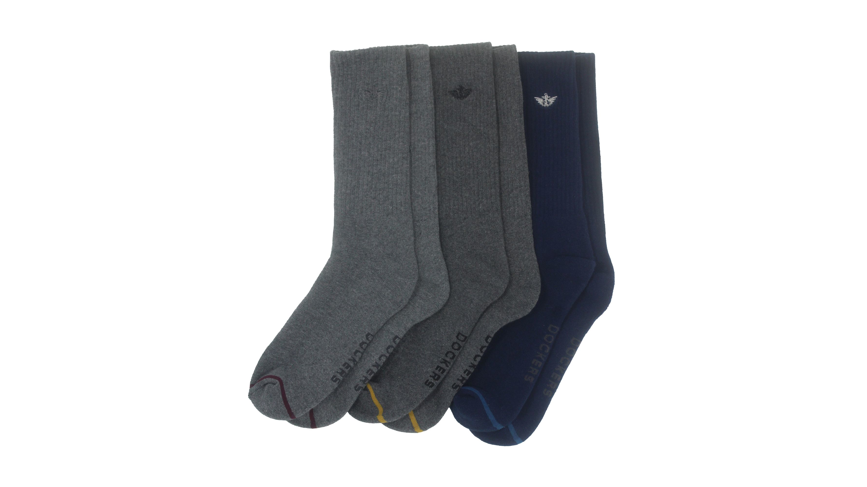 1/2 Cushion Crew Sock with Embrodiery, 3 Pack