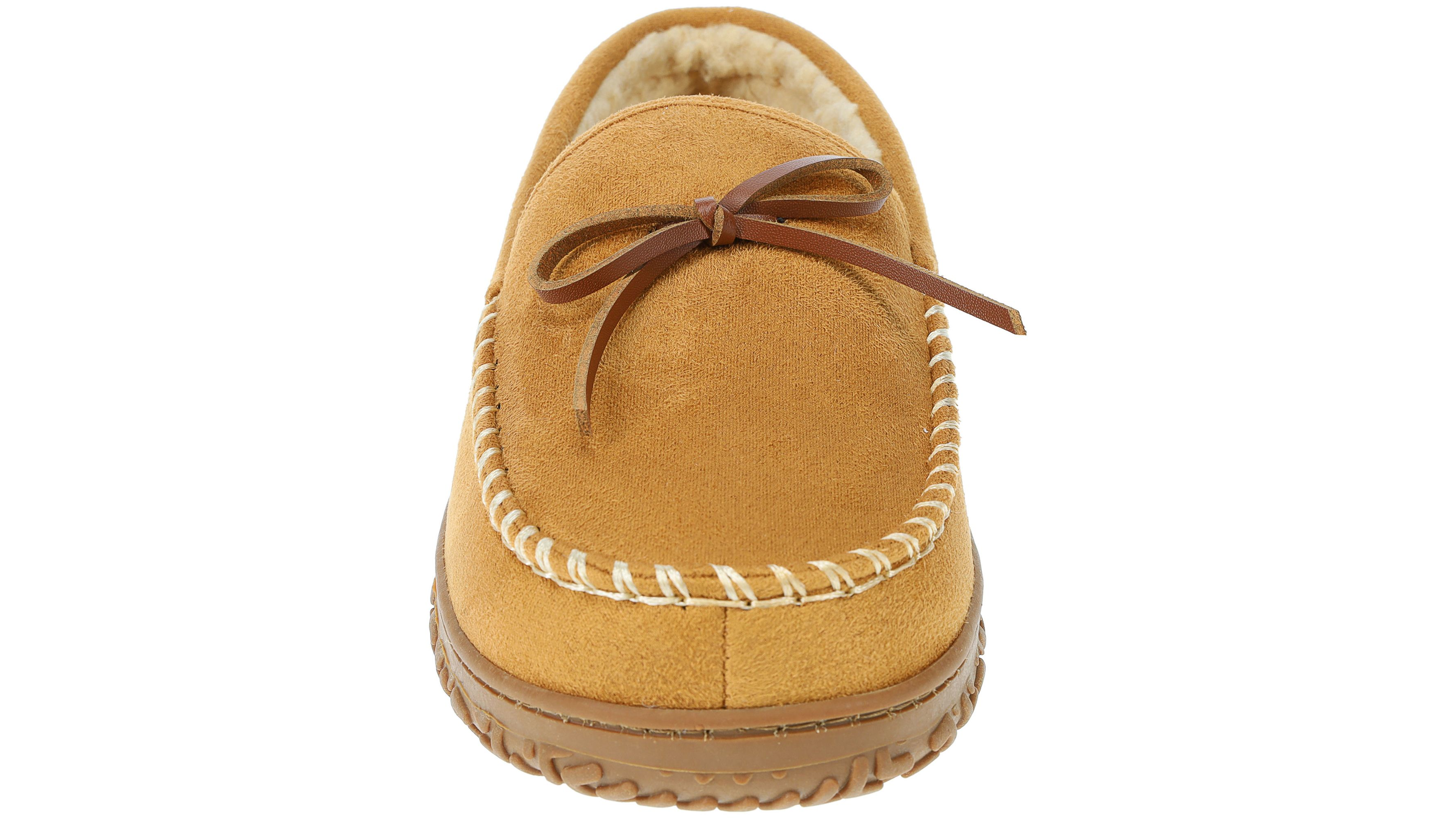 Rugged Microsuede Boater Moccasin Slippers