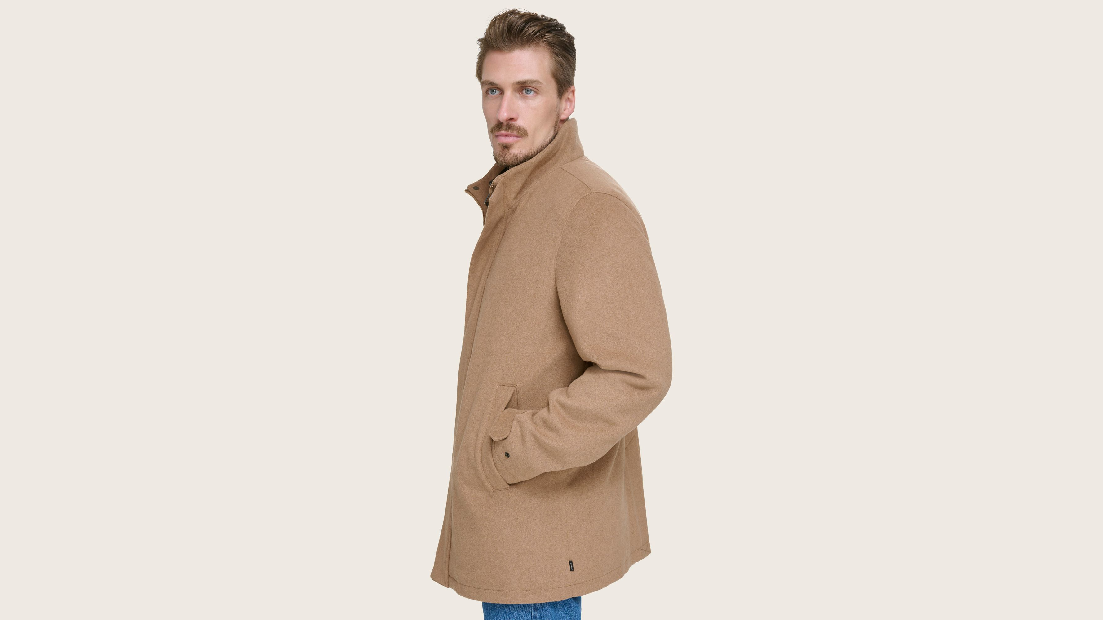 Wool Blend Walking Coat w/ Bib